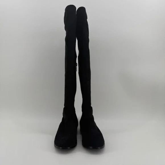 Calvin Klein Rae Over The Knee Boots Black Suede Women's 8.5M Flat Zip 21" Tall - Picture 2 of 8